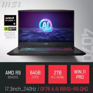 ⓒ MSI GF시리즈 소드 GF76 A AI B8VG-R9 QHD 64GB 2TB WIN11 / 17인치 편집 고성능 게임 포토샵 AI 노트북