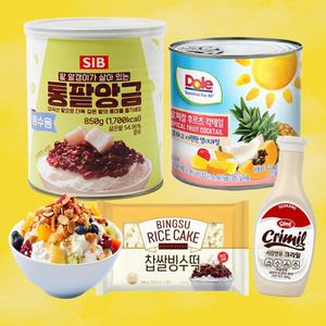 팥빙수 재료 세트 과일빙수 통단팥+후르츠칵테일+연유+빙수떡