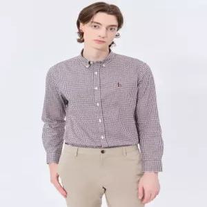 헤지스 남성 24FW [반값세일][스테디셀러] 버건디 체크 면 긴팔캐주얼셔츠 WHSH4C403D2