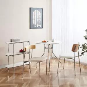 코지 크롬 체어 주방 홈카페 식탁 가죽 철제의자 2Type