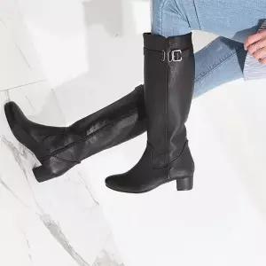 NEW 소가죽 심플 기모 롱부츠  BKMC4001