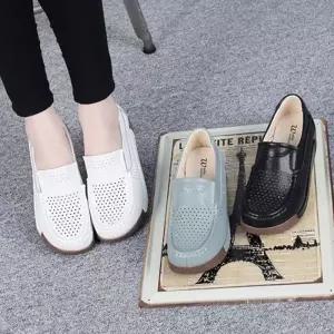 펀칭 가죽 캐주얼 웨지굽 로퍼 CNK078