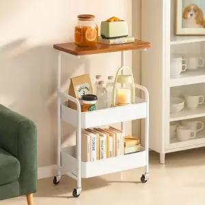 홈카페 감성 이동식 트롤리 바퀴형 수납 정리 다용도 3단 선반 핸드카 보조 트레이 북카트