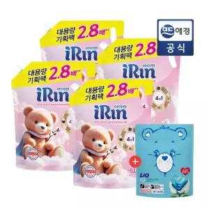 아이린 파우더 코튼 유연제 2L+300mL 증량 구성 4입 + 케어베어 캡슐 세제 4입 GIFT