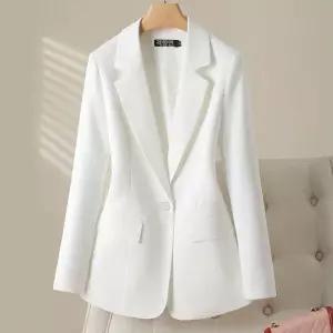 행사 공연 무대 화이트 슬림 원버튼 여성 정장자켓 핏  흰색