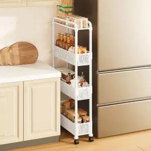 아트박스/가구느낌 핏 틈새 수납장 슬림 트롤리 선반 이동식 카트 4단 400