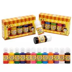 (60ml x 12색) 키즈 핑거 도트 페인트 세트/페인터/교육용/물감/미술/놀이/학습/볼/안전/인체/무해/교구