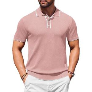 COOFANDY 남성 니트 셔츠 반팔 빈티지 스트레치 티셔츠 캐주얼 여름 골프