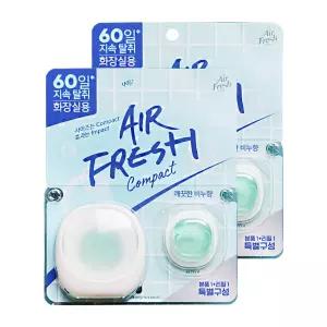 애경 에어후레쉬 컴팩트 비치형 화장실 방향제 탈취제 깨끗한 비누향 본품+리필 2개