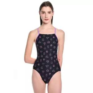 후그 여성수영복 WST2015 [엠보스 선인장퍼플 미들컷 V-back 탄탄이]