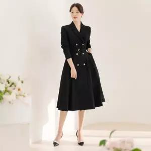 [시크라인] (~XXL까지) 아케나 더블버튼 벨트 A라인 원피스 봄 가을 하객룩 오피스룩 모임룩 격식룩 빅사이즈