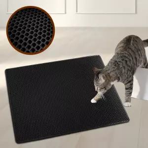 고양이화장실 사막화방지 벌집 모래매트 특대형 블랙 80cmX60cm