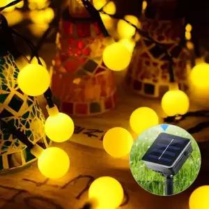 태양광 LED 앵두 전구 태양열 줄조명 60구 캠핑 테라스 수목등 정원 야외 장식 10m