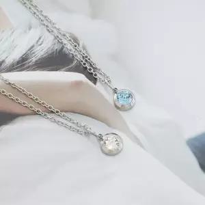 써지컬스틸 12 탄생석 스톤 코인 펜던트 목걸이