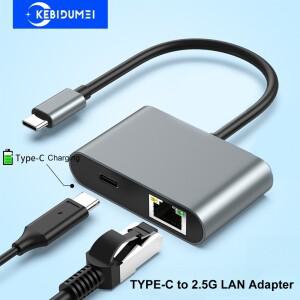 USB C 허브 유형 - PD100W 포트가 있는 2.5G 이더넷 어댑터 Macbook Pro 노트북용 3.2 2.5Gbps 기가비트 네