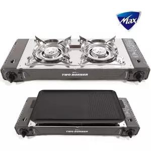 [맥선]맥스 트윈 2구 버너 캠핑 가정용 불판 케이스 포함