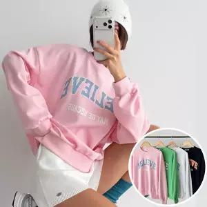 빌리브 맨투맨 긴팔 BOX 여성 오버핏 티셔츠 (4컬러) 박시핏 빅사이즈