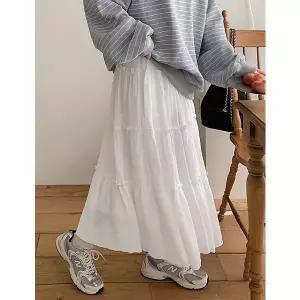 [공구우먼] [09초이스] 완벽한 청순무드 밴딩 캉캉 롱 스커트 86581 빅사이즈 여성의류