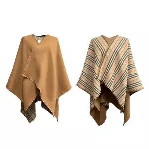 [버버리] 아이콘 스트라이프 울 리버시블 케이프 브라운 147764436