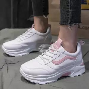 여성 4cm 키높이 운동화 225~250mm 패션 스니커즈 화이트 운동화 발편한 신발 2color