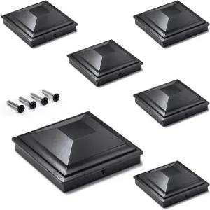 SIDiNLAR 4x4 포스트 캡 블랙 6 팩 펜스 커버 야외 방수 데크 메일함 파티오 장식용 3.5x3.5 목재/비닐