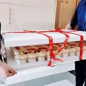 상자 대형 케이크 케이스 포방 박스 세트 투명 베이커리 디저트 직사각형 기념일 행사 야외