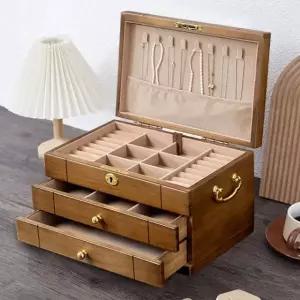 원목 보석함 액세서리 공방 보관함 박스 쥬얼리 피어싱 팔찌 악세사리 레트로 대용량 케이스