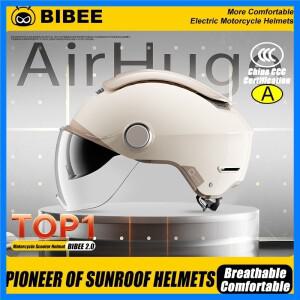 비비 2.0 오토바이 헬멧 남녀공용 통기성 오토바이 3/4 오픈 페이스 헬멧 듀얼 렌즈 전동 스쿠터 하프 헬멧