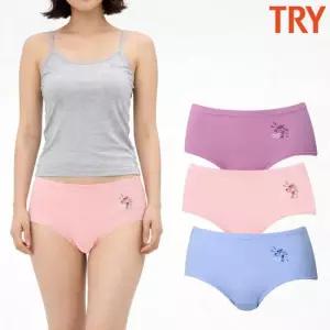 은나노 여성면팬티 꽃무늬 면100 순면 삼각 맥시팬티 국산 3종 세트