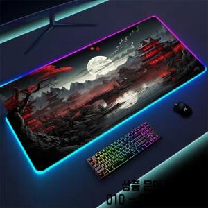 RGB 사쿠라 풍경 마우스 패드 일본 벚꽃 게임 미끄럼 방지 테이블 빛나는 키보드 백라이트가있는 노트북 매