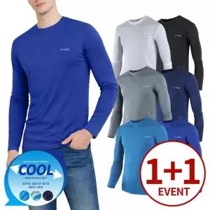 1+1 쿨 맥스 긴팔 라운드 아이스티 기능성티 편한 봄 무지티 여름 골프티 등산티 쿨티