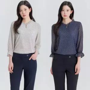 지센 여성 도트 프릴 디테일 티블라우스 LFWSP308