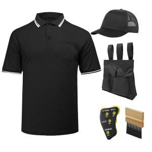 Redgino 5PCS 남성 u2019s 야구/소프트볼 심판 기어 셔츠 볼백 클리커 모자 브러시 액세서리 세트 저지 키트