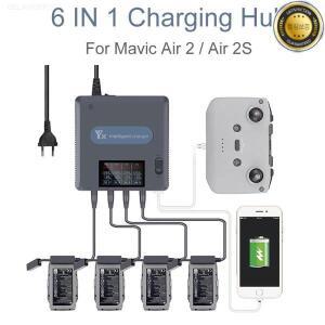디지털 디스플레이 배터리 충전기 DJI 매빅 에어 2 2S 드론 허브 USB 고속 스마트 6 in 1