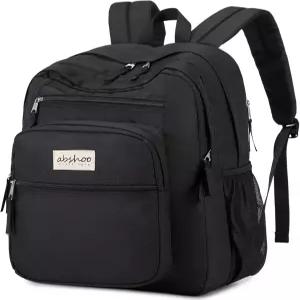 대학생 남성용 Abshoo 32L 빅 학생용 노트북 백팩 여자 중학교 청소년 책가방 여행용 데이팩 (블랙)