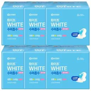 화이트 생리대 수퍼흡수 울트라 중형 18매 X 6팩 날개형