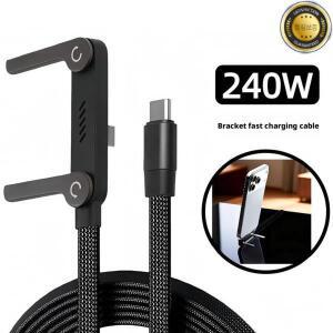 일체형 스탠드가 있는 240W 고속 충전 케이블 플랫 USB C 직각 코드 접이식 Type-C to