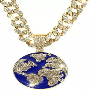 마이애미 쿠바 체인 스 타이거 헤드 링크 목걸이 - 골드/실버 도금 큐빅 지르코니아 힙합 주얼리 남성용