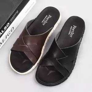 [에이치플러스몰]남성 크로스 스트랩 여름 샌들 편안한 쿠션 슬리퍼