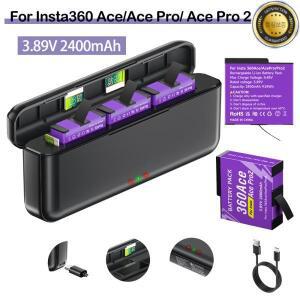 인스타360 에이스 프로 2 +용 2400mAh 배터리 3슬롯 LCD 충전기 카메라