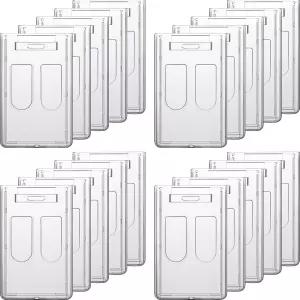 Zonon 20개 플라스틱 카드 홀더 클리어 하드 케이스 프로텍터 헤비 듀티 방수 투명 신분증 배지 사무실