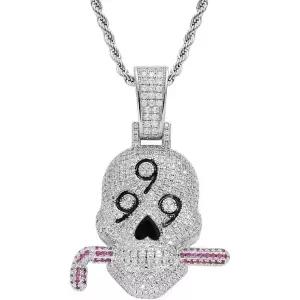 11383650 남자 목걸이 패션 심플 캐주얼 남성용 아이스 아웃 - 999 스컬 펜던트 힙합 구리 도금 18K 골드