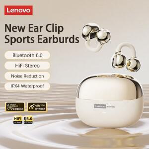 Lenovo LE302 HIFI 스테레오 스포츠 이어 클립 OWS Bluetooth 6.0 헤드셋 소음 차단 헤드폰 긴 내구성 버드