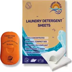 여행용 세탁 세제 시트 번들 - 호텔 크루즈 캠핑 및 배낭여행 시 싱크대 세탁을 위한 50 카운트 손세탁 +