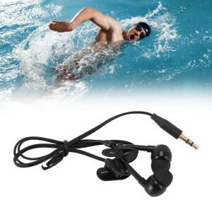 방수 이어폰 40cm 짧은 코드 3.5mm 플러그 IP68 인이어 이어버드 8개 이어팁 포함 수영 서핑 러닝용 유선