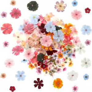 장식용 미니 인조 꽃 120피스 작은 천 실크 가짜 야생화 화환 장식 다색 로즈 데이지 모란 가정용 웨딩 DIY