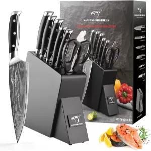 난팡 브라더스 주방용 칼 세트 다마스쿠스 셰프용 ABS 인체공학적 손잡이 주방 전단