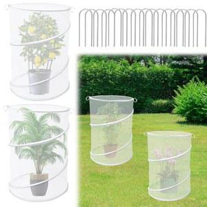 4팩 팝업 식물 커버 동물용 텐트 20인치 높이 X 13인치 크기의 곤충 장벽 메쉬 보호대 네트 그물망 흰색 화이트 가든 미니 온실 보호 케이지 야외 식물용 말뚝 포함