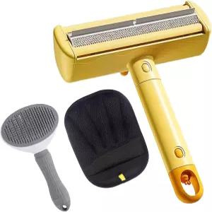 롤러 펫 헤어 리무버 셀프 클리닝 쉐딩 브러시 캣 털갈이용 반려견 및 고양이용 반려동물 글러브 가구 세탁