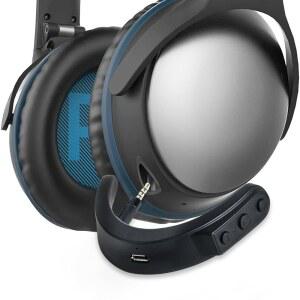 QC25 헤드폰용 블루투스 어댑터 수신기 - APTX HD 저지연(32ms) 마이크 볼륨 트랙 제어 12시간 재생 시간 듀얼 링크 충전 중에도 작동합니다